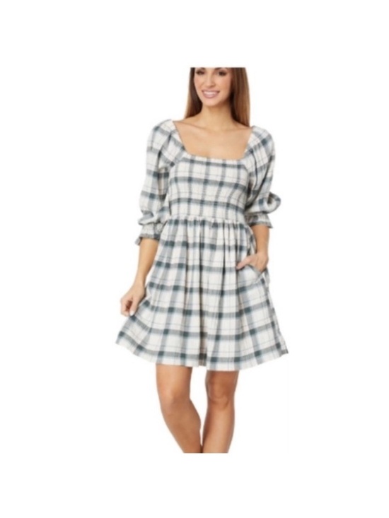 Madewell Dresses & Skirts - Madewell Lucie Plaid Square-Neck Smocked Mini Dress size S